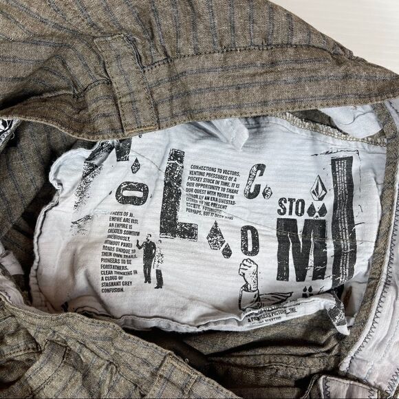 Volcom Shorts Ray Ray Striped Chino Brown Men's Size 33 CHAMBRAY INDIGO - Picture 4 of 12